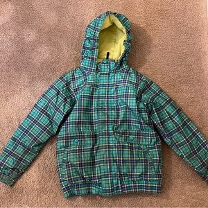 Burton Green Plaid Kids Puffer Jacket